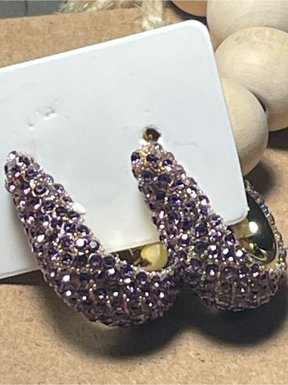 Sparkling Lavender Crystal Hoop Earrings